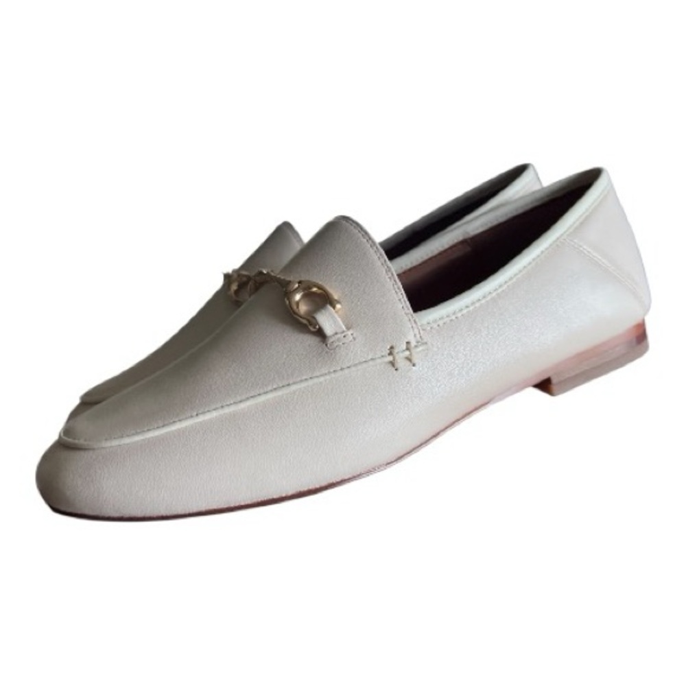 COACH Haley Women's White Chalk Leather Gold Horsebit Loafers NEW Size 5.5 - Picture 5 of 11